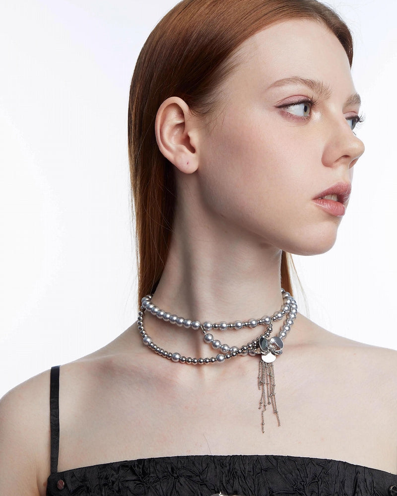 【OCTO VITA】Iris Flower Pearl Layer Necklace pg1030