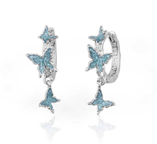 Blue Drip Glaze Butterfly Earrings
