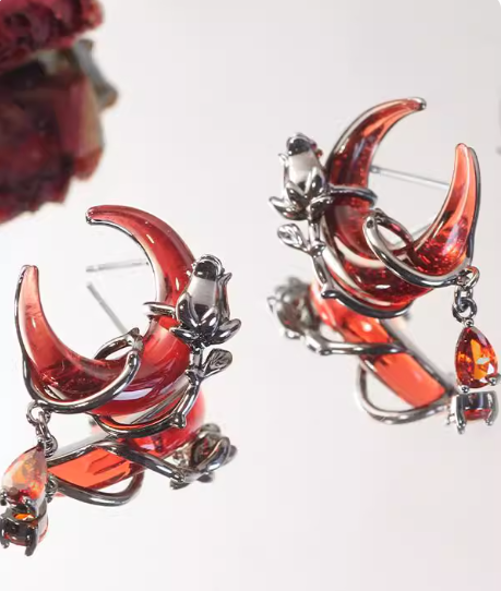 Gothic Pink Moon Earrings