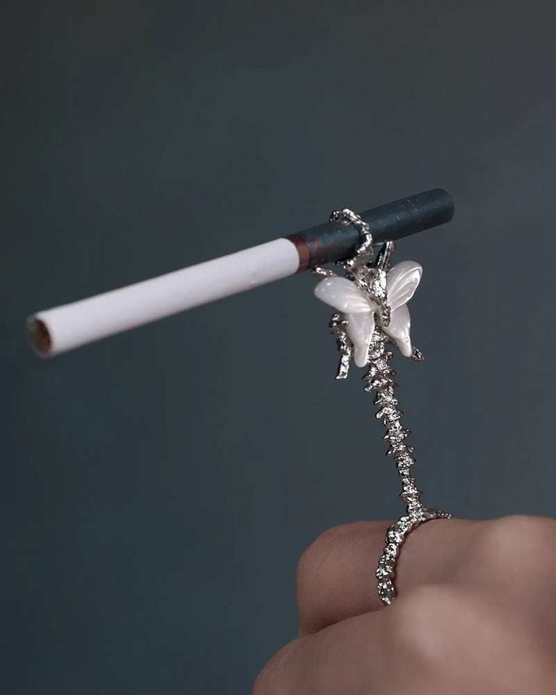 【1ST XULIE】Butterfly Cigarette Holder Ring pg255