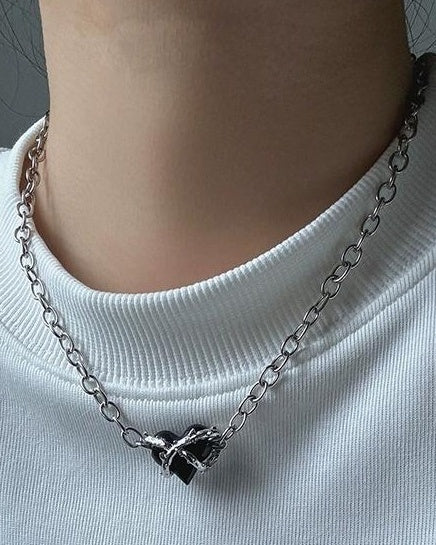 Personalized Black Heart Necklace
