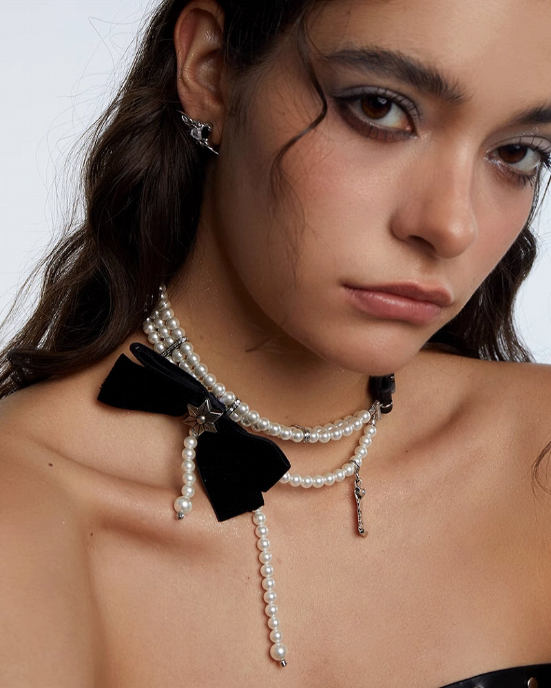 【OCTO VITA】Dancing Party Black Bow Necklace pg503