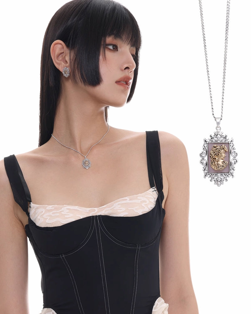 【SUMIYAKI】Picture Frame Retro Necklace pg1361