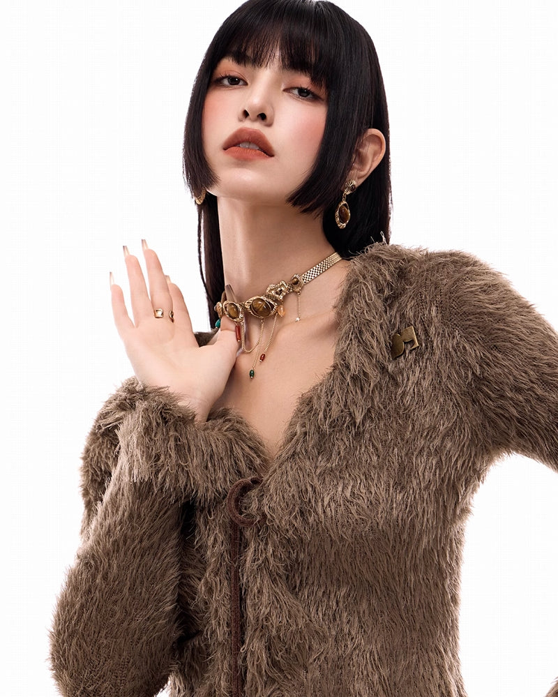 Yadan Tiger Eye Tassel Choker