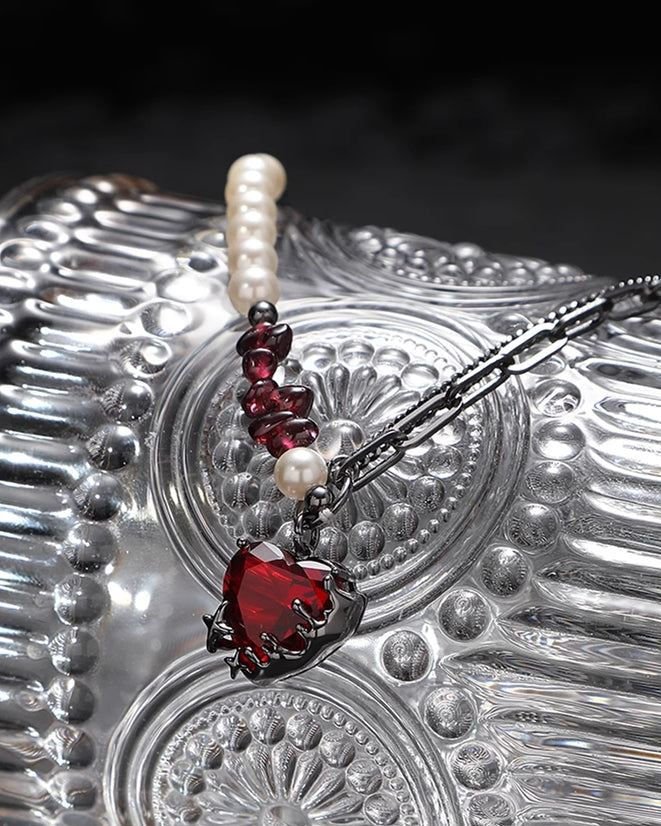 Pomegranate Red Heart Necklace