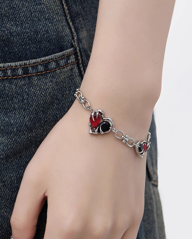 Red & Black Heart Bracelet