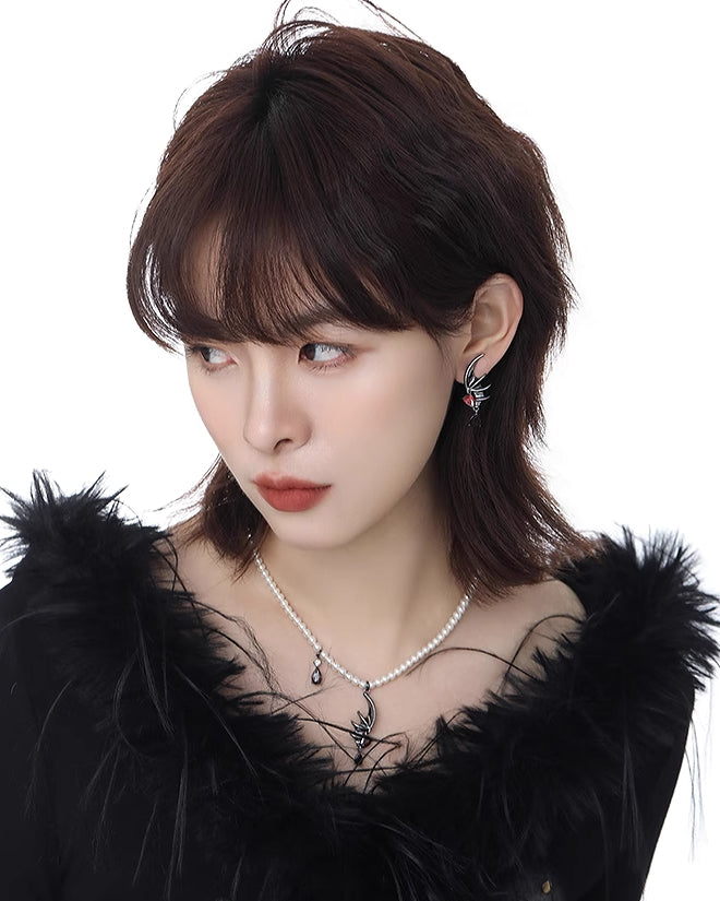 Black Bat Wing Earrings 02