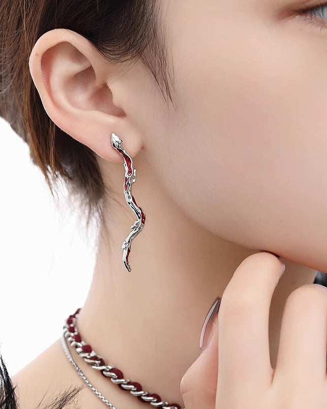 Red Snake Earrings 03