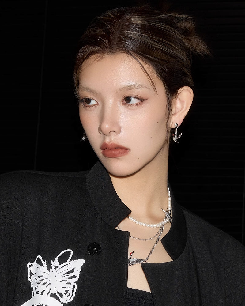 Flying Crane Pearl Earrings