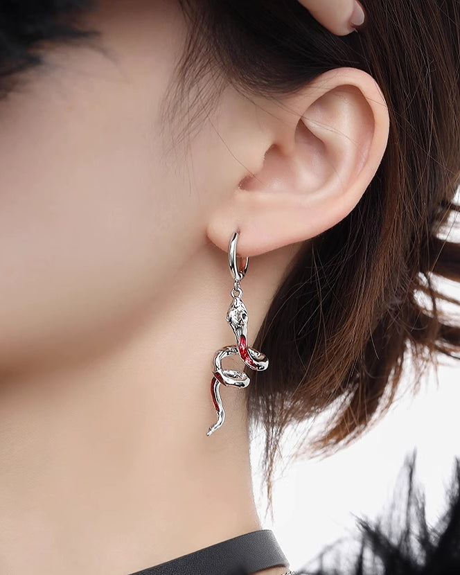 Red Snake Earrings 01