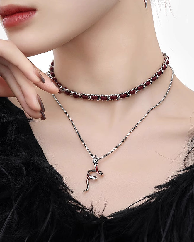 Red Snake Layer Necklace
