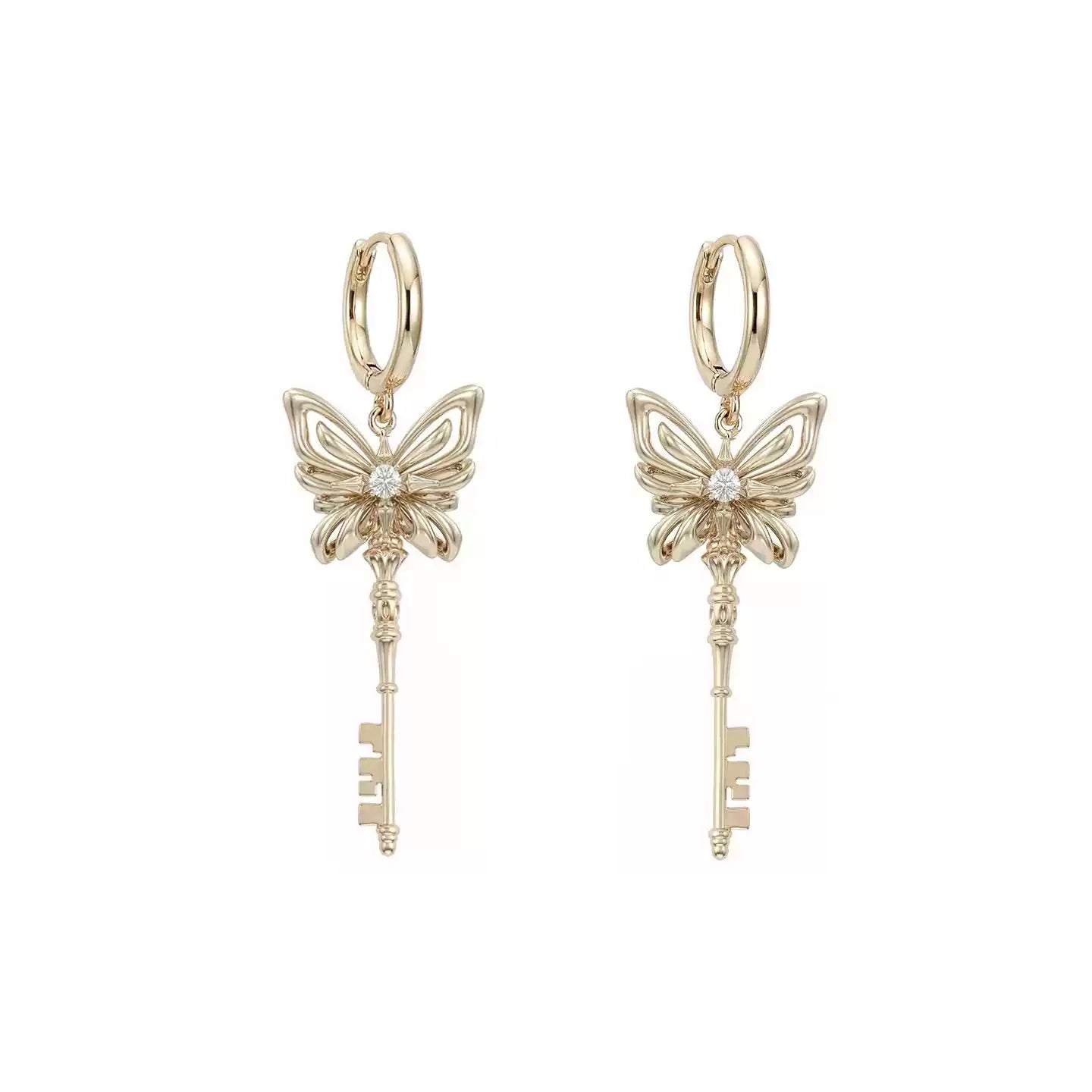 Trendy Butterfly Key Ear Cuff Earrings