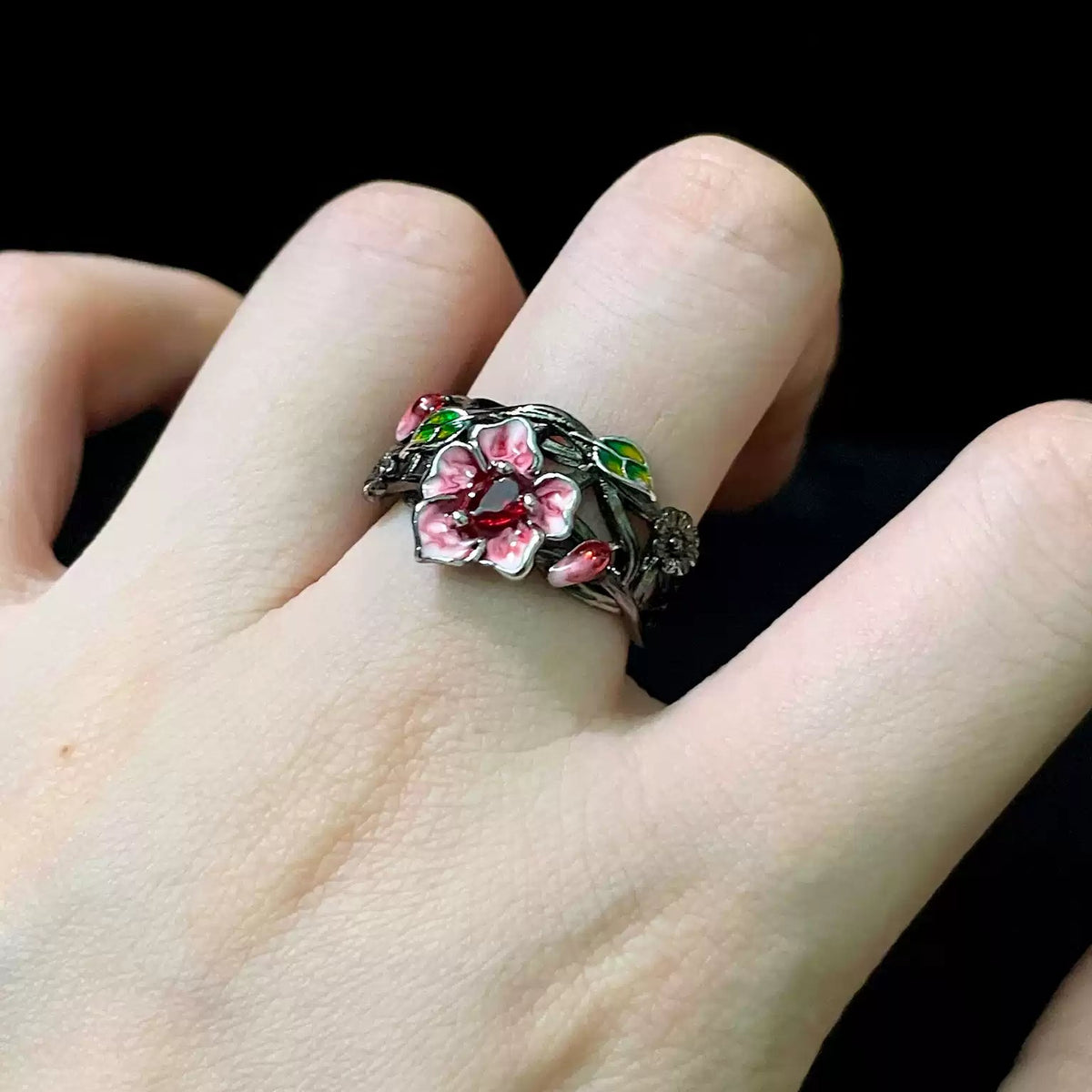 Gothic Ruby Rose Jewelry Ring