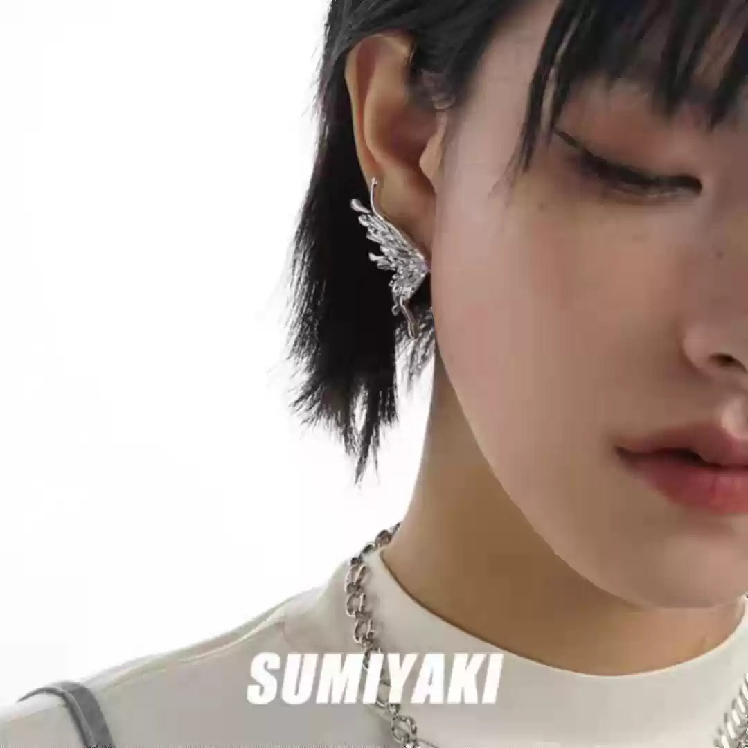 Liquid Metal Butterfly Stud Earrings
