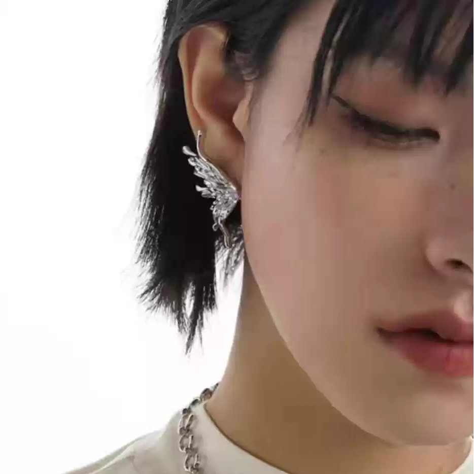 Liquid Metal Butterfly Stud Earrings