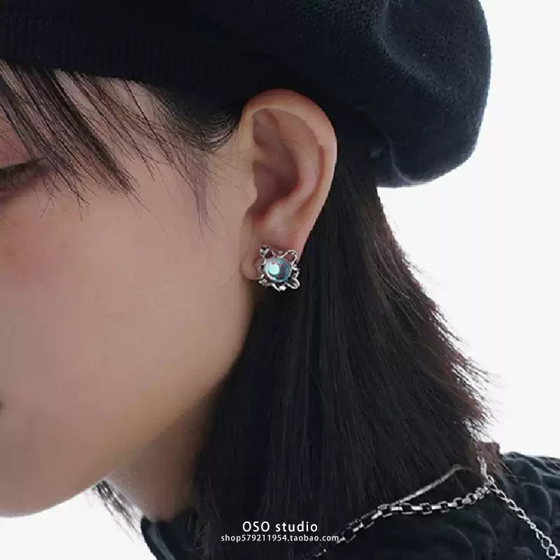 Floral Moonstone Clip-On Earrings