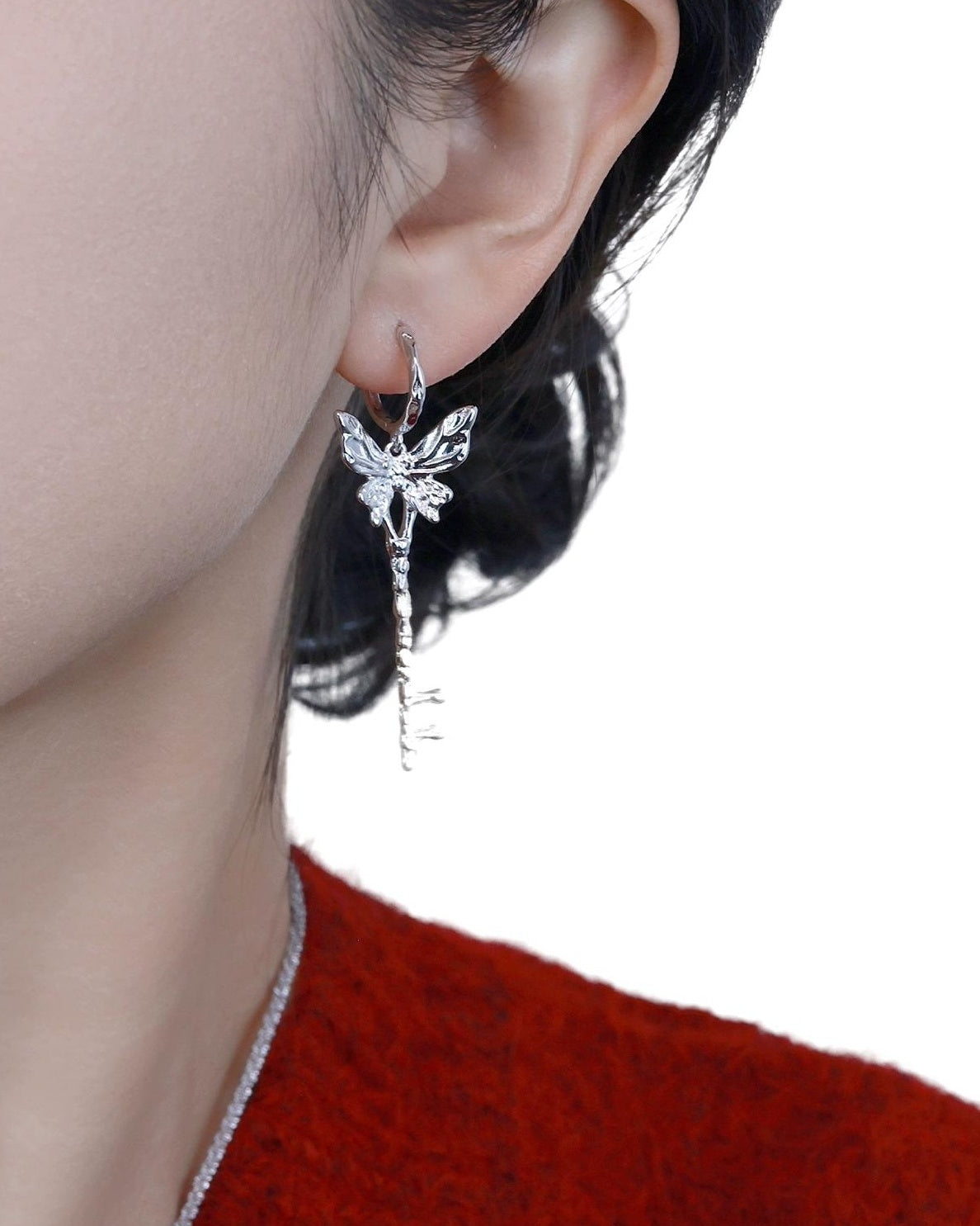 Asymmetric Butterfly Lock Earrings