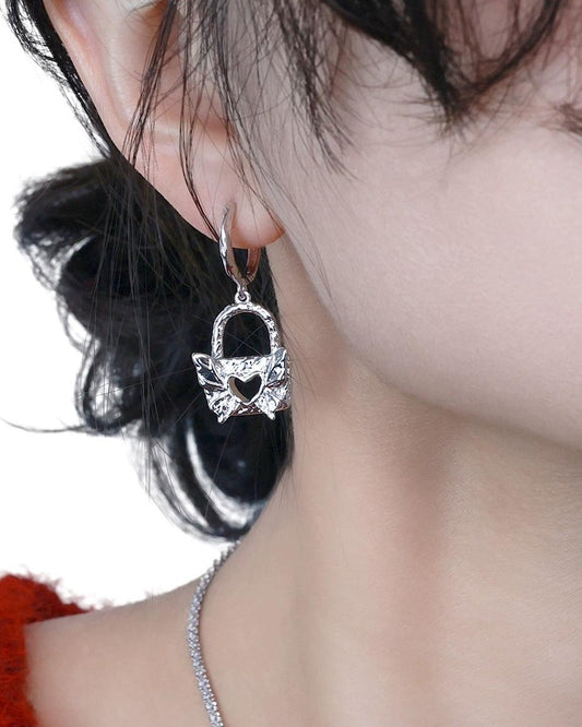 Asymmetric Butterfly Lock Earrings