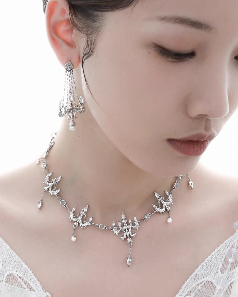 [1ST XULIE]Crystal Chandelier Tassel Earrings pg492