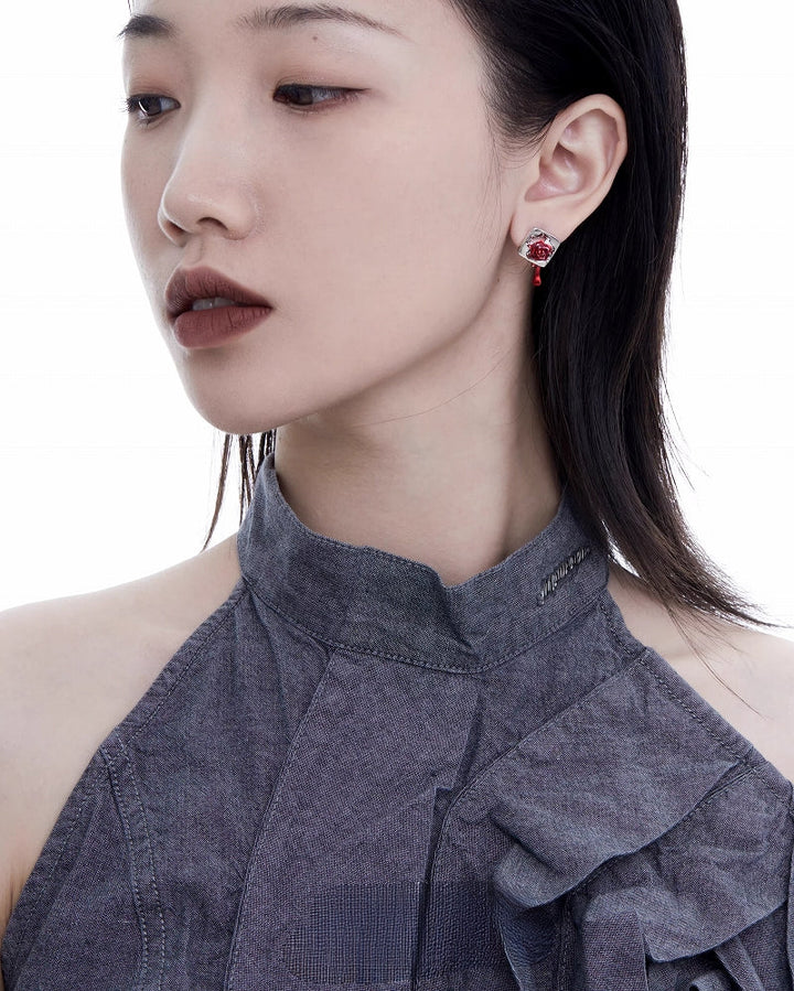 【1ST XULIE】Forbidden Rose Asymmetrical Earrings pg798