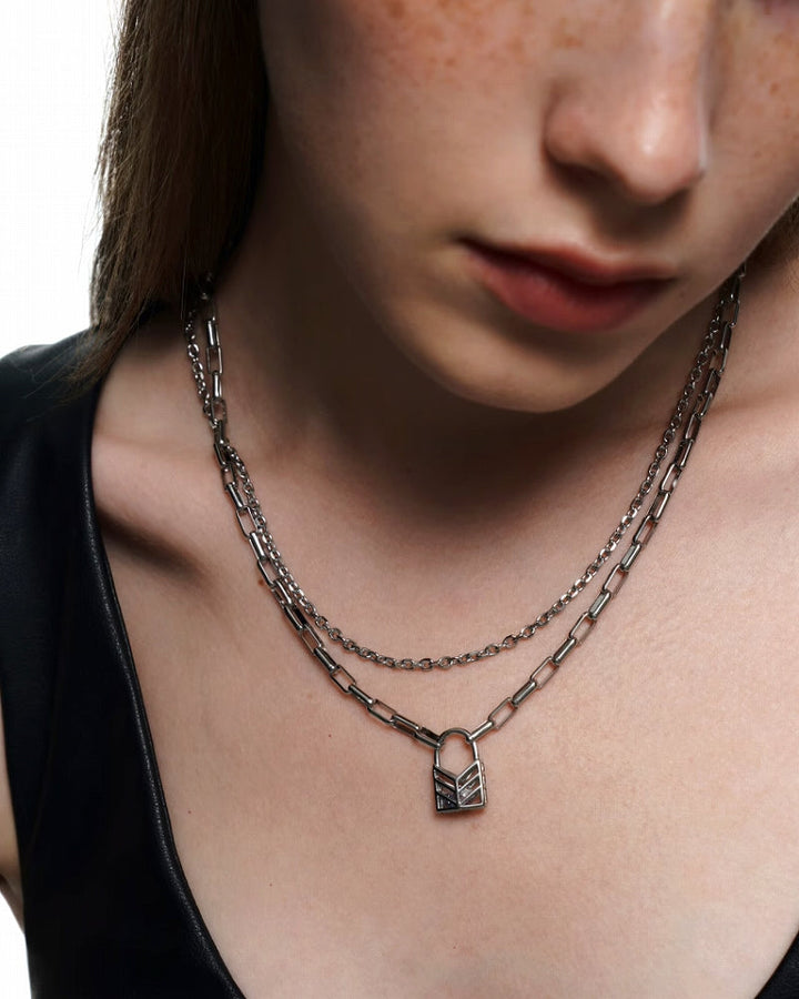 【BLACKHEAD】Interlock Chain Reaction Layer Necklace 02 pg1019