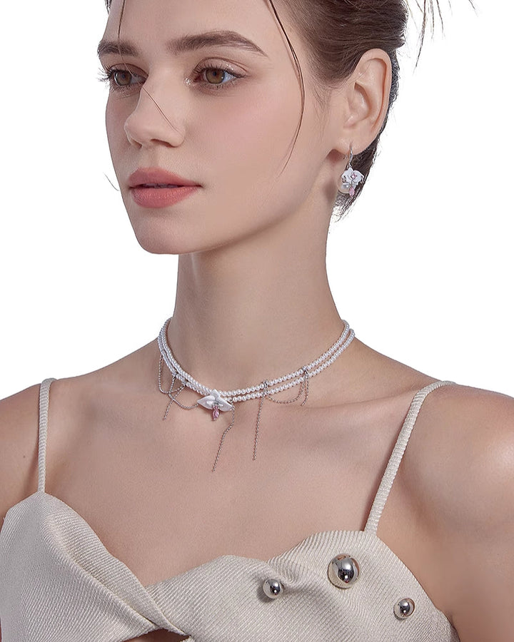 [MASW] Secret Garden Flower Pearl Choker pg1569