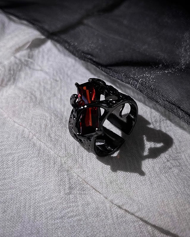 【Insomnia Artist】Mysterious Square Red Stone Ring pg1251