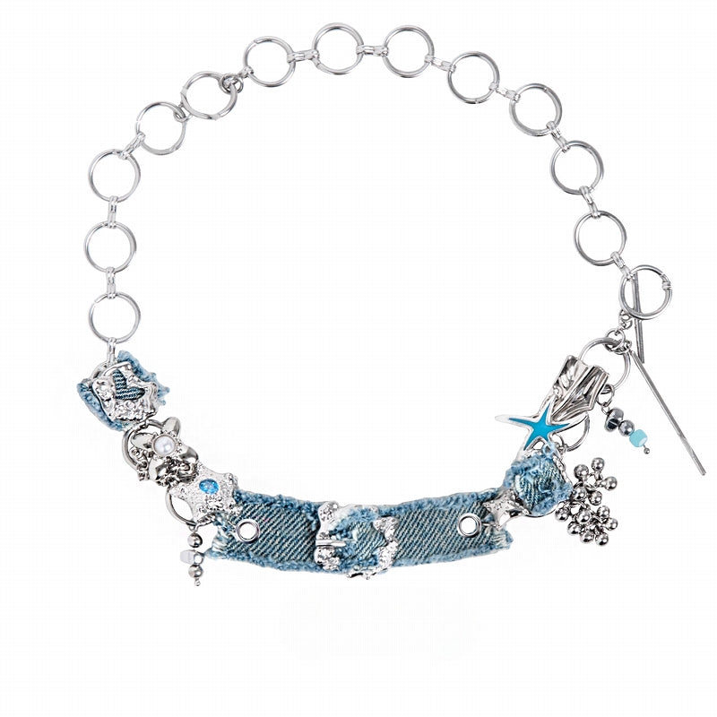 [1ST XULIE]Dopamine Color Treasure Denim Choker pg597