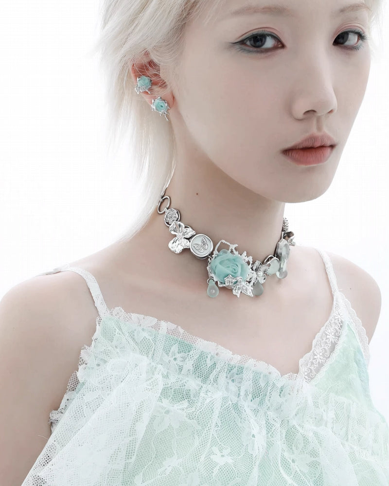 [1ST XULIE] Rose Thorn Cuff and Earrings pg1522
