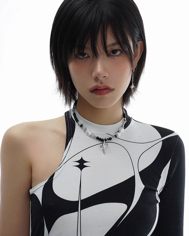 [SUMIYAKI] Astral Starburst Asymmetric Tassel Earrings pg68