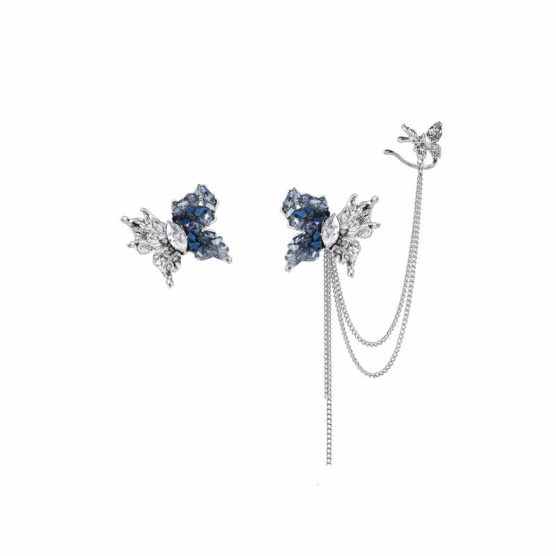 【SUMIYAKI】Galaxy Butterfly Asymmetric Tassel Cuff & Earrings pg860