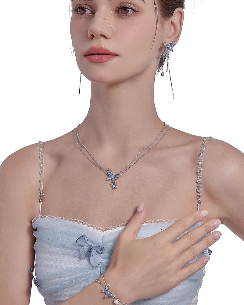 [MASW] Butterfly Dance Ice Blue Necklace pg281