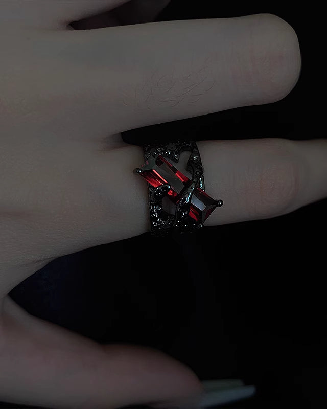 【Insomnia Artist】Mysterious Square Red Stone Ring pg1251