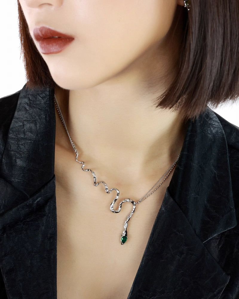 【OOMEOO】Forest Of Desire Slytherin Snake Necklace pg835