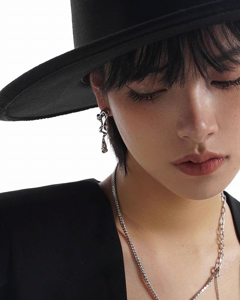 【SUMIYAKI】Metal Fluid Asymmetric Earrings pg1208