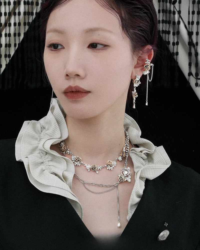 [1ST XULIE] Sunset Rose Layer Necklace pg1804