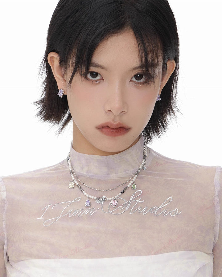 【SUMIYAKI】Small Rainbow Zirconia Necklace pg1636