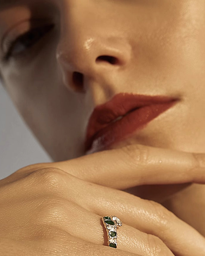 【FAITMAIN】Drip Glaze Serpentine Green Ring pg652