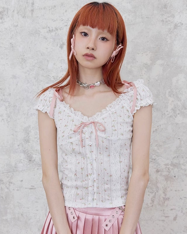 【Cigaberry】Pink Hearted Acrylic Button Necklace pg1364