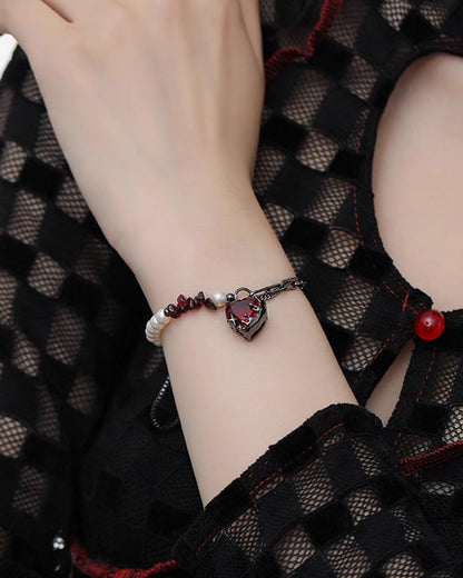 Pomegranate Red Heart Bracelet