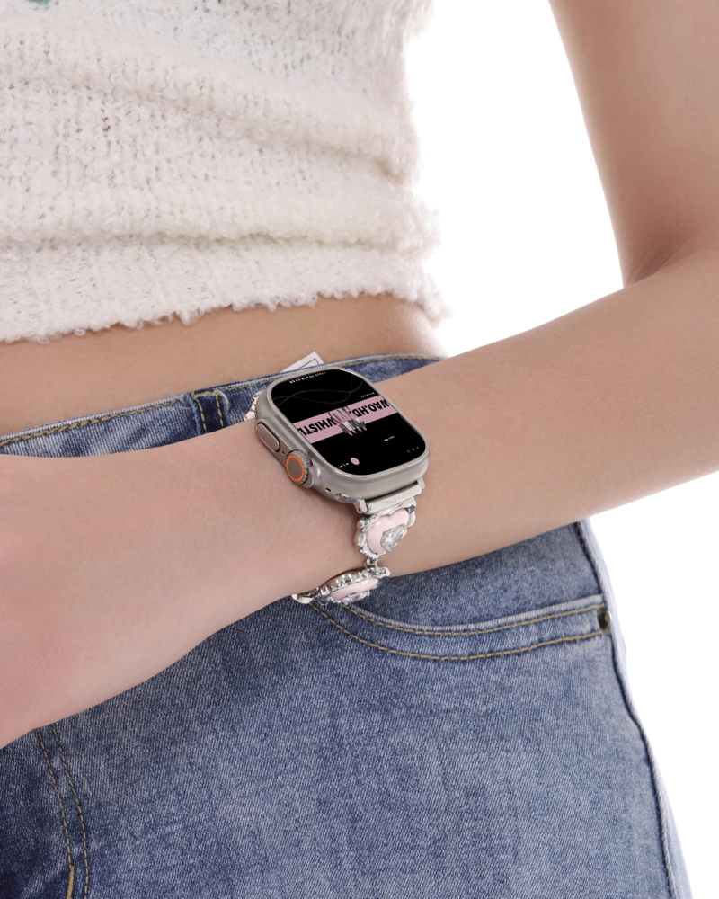[SUMIYAKI] Apple Watch Metal Pearl & Heart Strap pg56