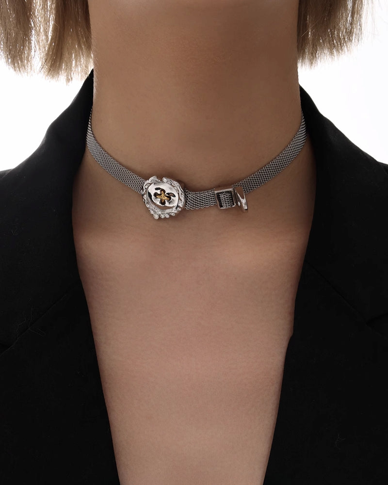 【SUMIYAKI】Button Belt Buckle Choker pg359