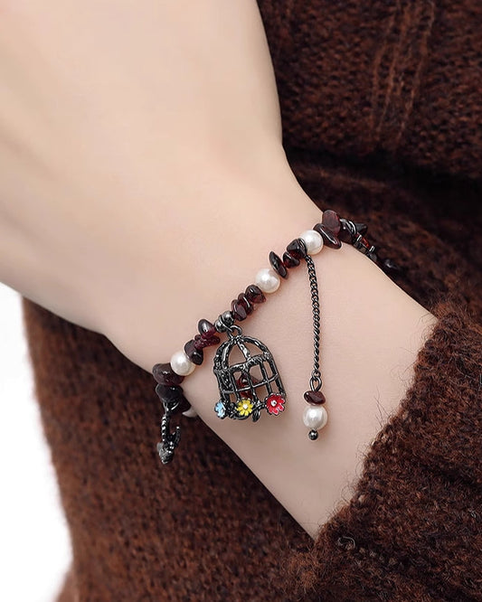 Flower Bird Cage Bracelet