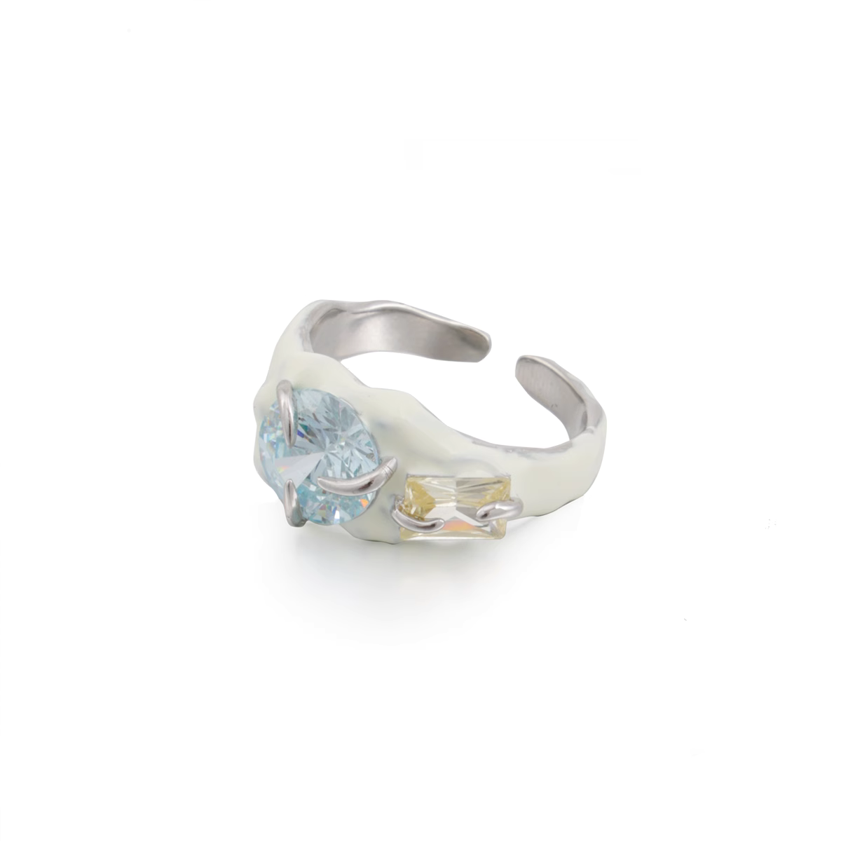 [SUMIYAKI] Rainbow Zirconia Drip Oil Ring pg1436