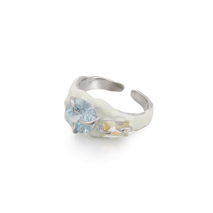 【SUMIYAKI】Rainbow Zirconia Drip Oil Ring pg1436