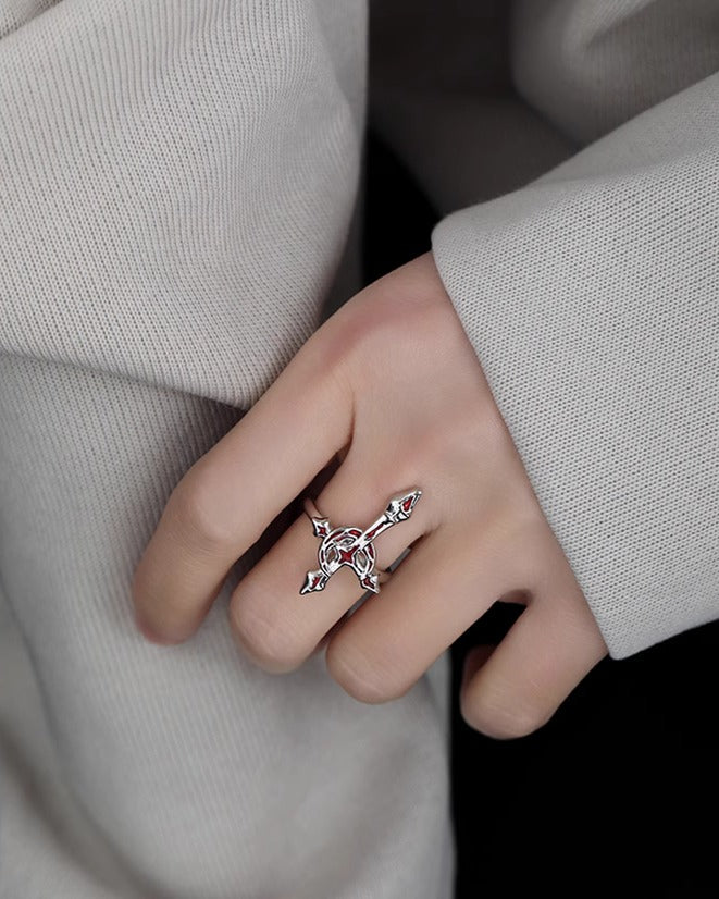 Blood Moon Cross Open Ring