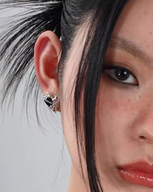 Seal Heart Lock Love Chain Earrings