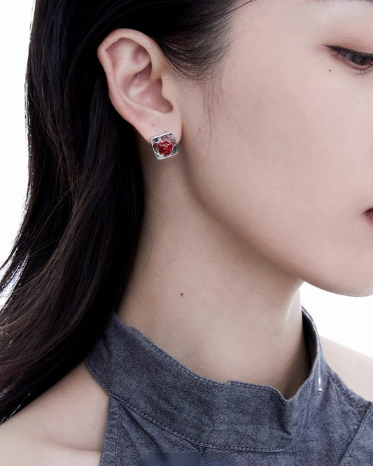 [1ST XULIE] Forbidden Rose Asymmetrical Earrings pg798