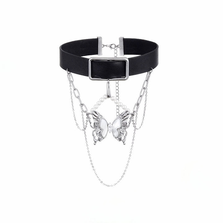 [SUMIYAKI] White Butterfly Tassel Choker pg1998