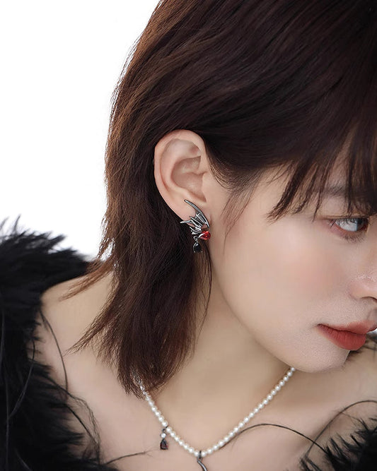 Black Bat Wing Earrings 03